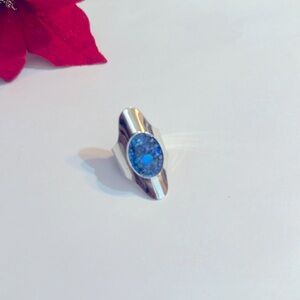 Vintage Sarah Coventry 1972 Cleopatra Blue Purple Adjustable Statement Ring